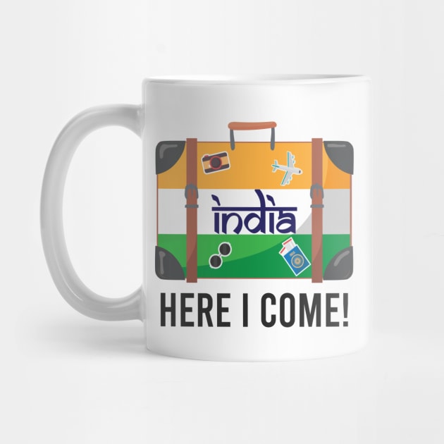 India Here I Come. India Travel India Flag Suitcase Design by alltheprints